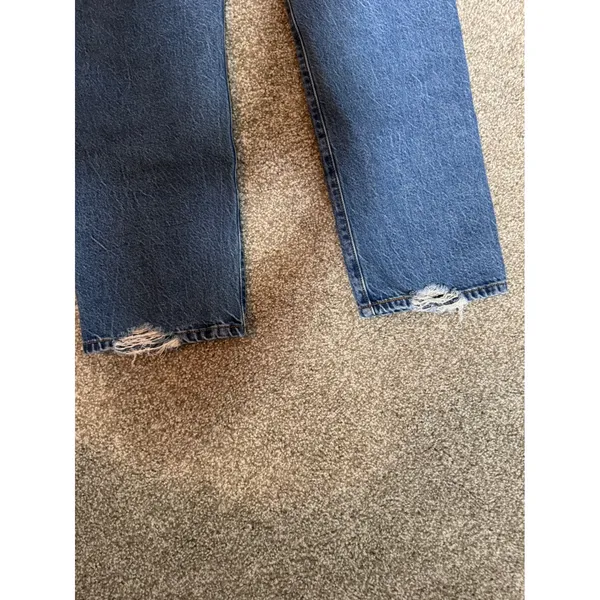 Levis Premium 501 90s Straight Leg Jeans Medium Wash Distressed W26 L30 - Image 8