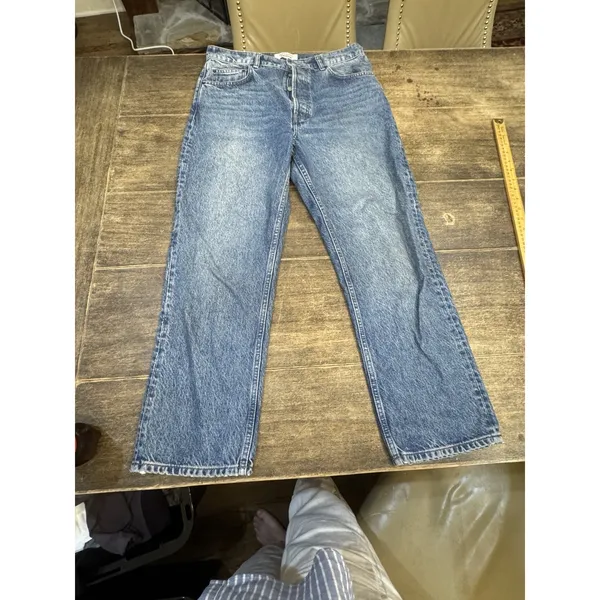 Reformation High Rise Straight Leg Medium Wash Jeans In Shasta Blue Size 30 - Image 2