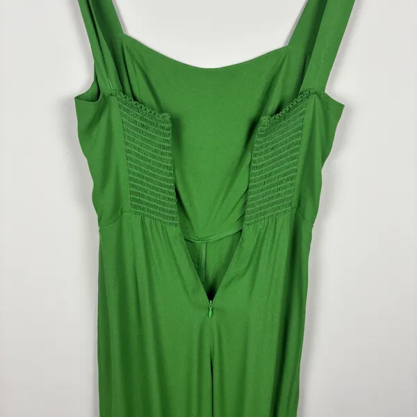Reformation Alva Jumpsuit Womens 2 Kelly Green‎ Smocked Wide Leg Sleeveless Crop - Image 10