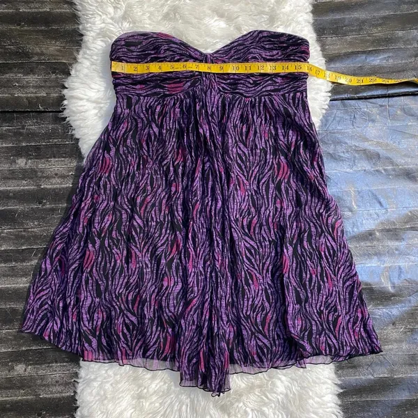 Y2k Express Purple Pink Black Zebra Strapless Mini Dress Animal Print Grunge Emo - Image 6