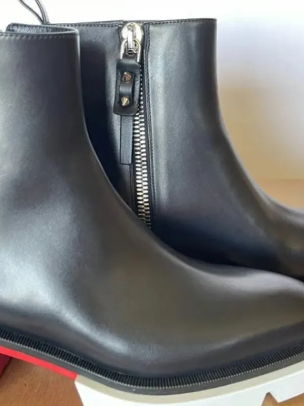 CHRISTIAN LOUBOUTIN Maxi Calfskin Red Sole Ankle Boots Eur 38/ US 8 - Image 5