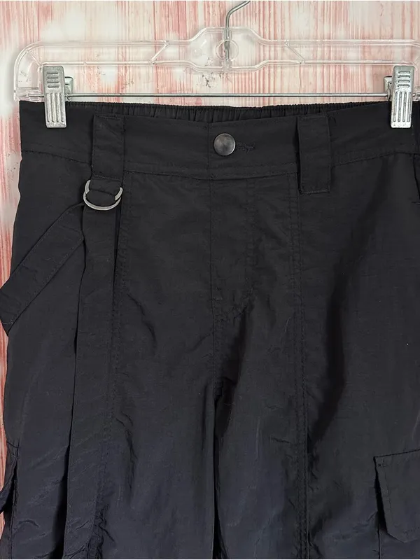 No Boundaries Black Nylon Windbreaker Cargo Parachute Pants Size XS - Image 3
