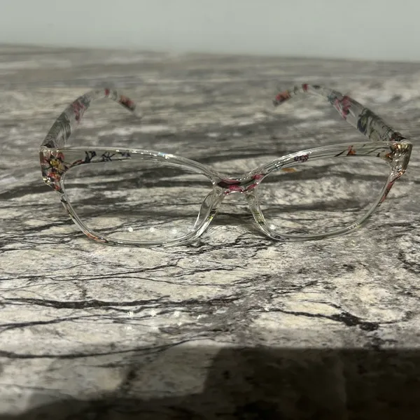 Floral Clear Frame Glasses Pink - Image 2
