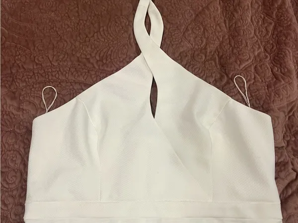 Adrianna Papell White Halter Keyhole Mini Dress - Image 4