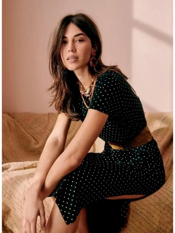 SEZANE Luce Dress ~ Black Ecru Polka Dots Small - Image 5