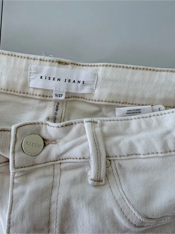 Risen White Mid Rise Straight Crop Ankle Jeans Size 5 (27) Stretch Denim - Image 8