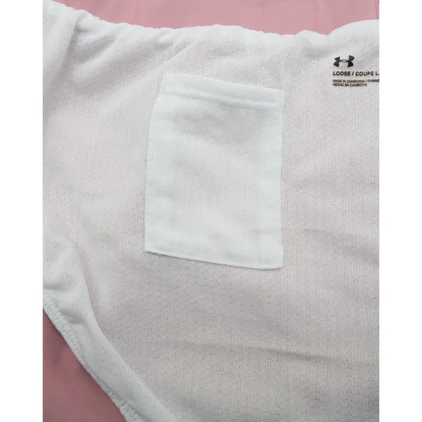 Under Armour HeatGear Fly By Running Shorts Pink White Mesh Womens XL Loose Fit - Image 4