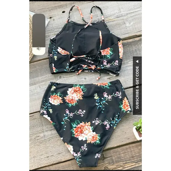 Cupshe Orange Blossom High-waisted Bikini summer vacation beach poolside size XL - Image 2