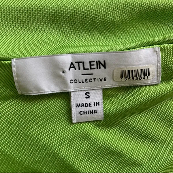 Atlein One Shoulder Ruched Mini Dress Lime Green Size Small - Image 6