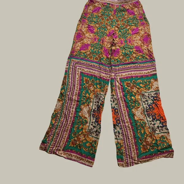 Flying Tomato Womens Wide Leg Palazzo Pants Baroque Scarf Print Multi M IP4907 - Image 2