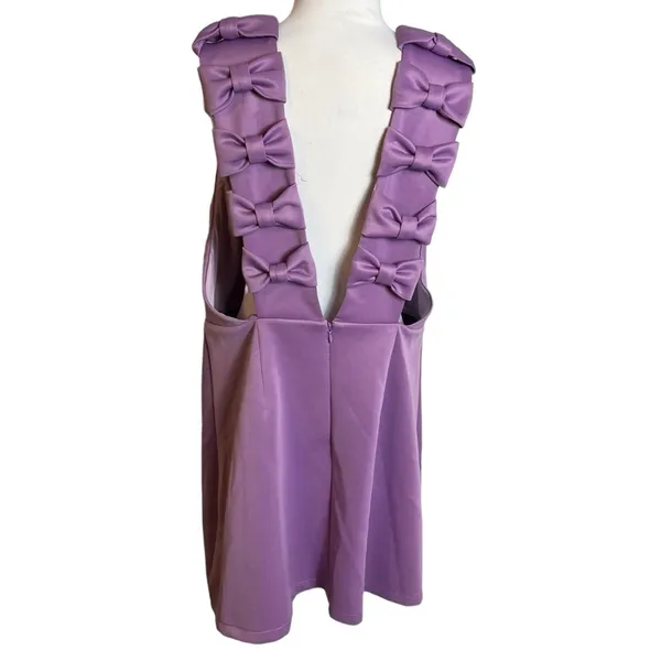 NWT ASOS Bow Strap Back A Line‎ Mini Dress lilac Sz 14 - Image 7