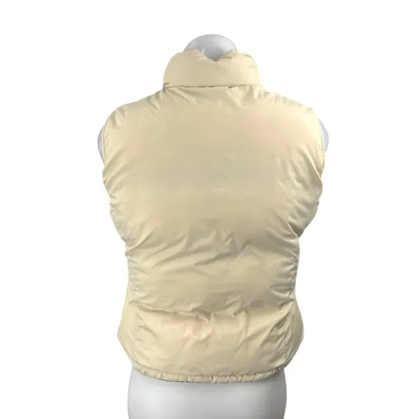 Big Chill Womens Brown Cream Reversible Zip Up Puffer Quilted Vest Jacket Size 8 - Image 6
