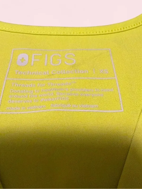 Figs Yellow Catarina Technical Scrub Short Sleeve V-Neck Pocket Top - Image 3