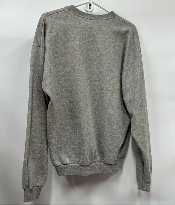Vtg Jerzees Gray Bear Graphic large Crewneck Sweater USA American flag colorpop - Image 9