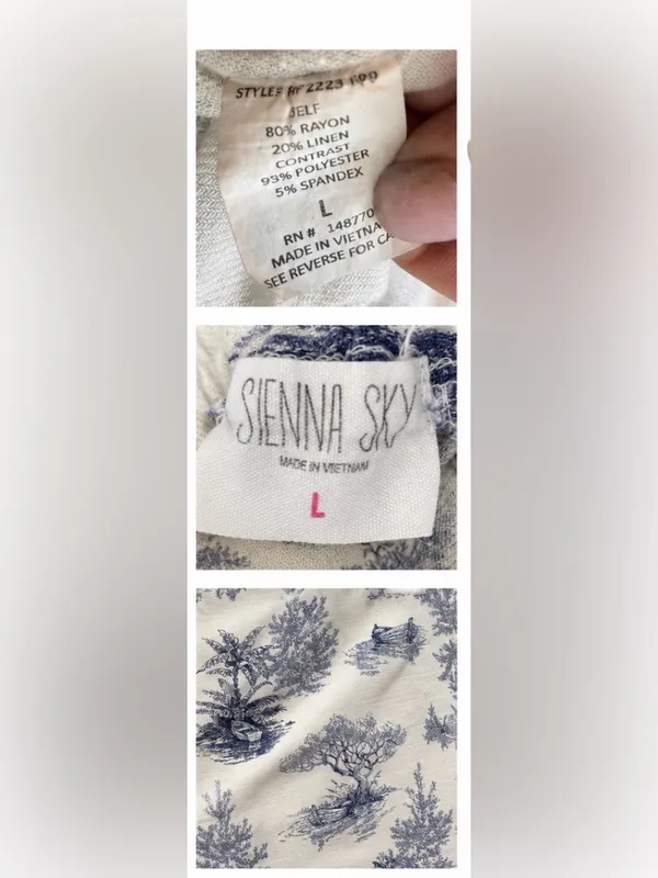 Sienna Sky Blue Toile Wide-Leg Lounge Pants - Image 4