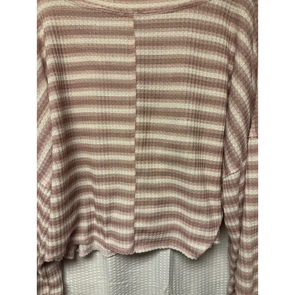 Peach Love California Women's Drop Shoulder Waffle Knit Oversized V‎ Neck Size M - Image 10