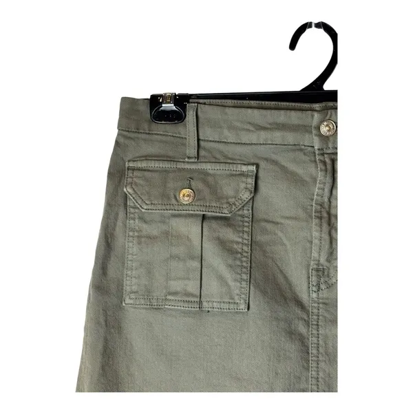 7 For All Mankind Skirt Women‎ 32 Olive Green Moss Utility Pocket Raw Hem Mini - Image 4
