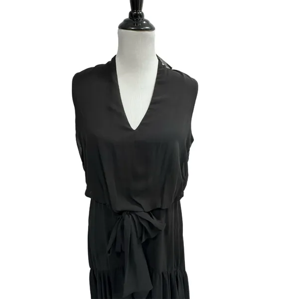 Just Tylor Women's Size(10)‎ Dress High Low Midi Chiffon Black with Bow - Image 8