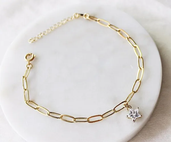 CZ Start Charm Bracelets, delicate Bracelets Gold - Image 2