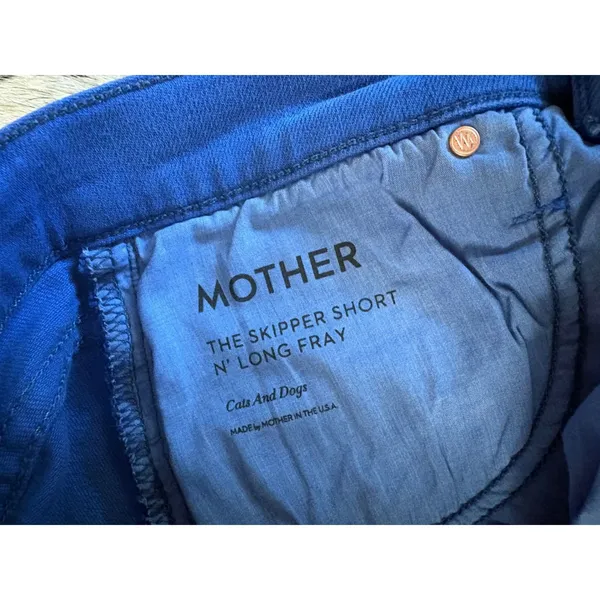 Mother Denim The Skipper Short N' Long Fray In Cats And Dogs Blue Size 26 - Image 4