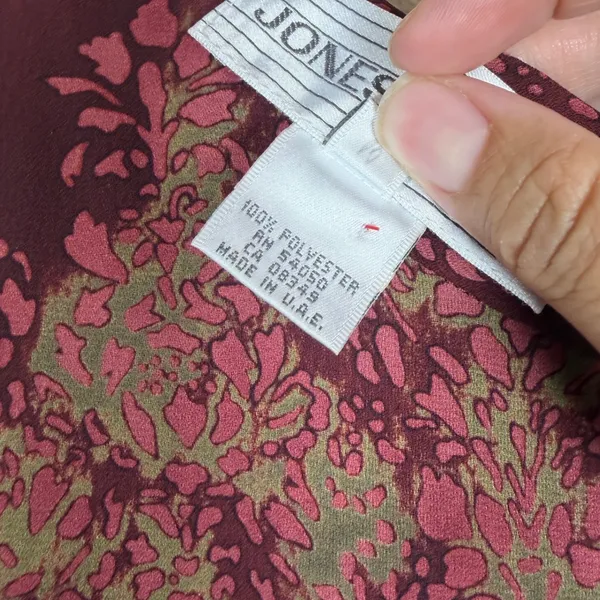 Jones Wear Burgundy Floral Damask Sleeveless Maxi Dress Size 4 Vintage - Image 5