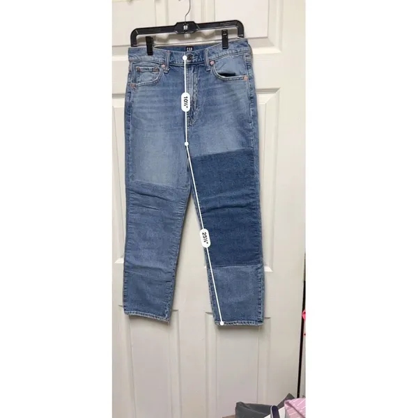 Gap Cheeky Straight Patchwork Jeans Womens 8/29 Blue‎ High Rise Colorblock Denim - Image 4