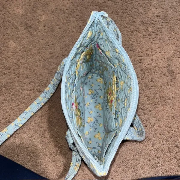 Floral‎ Quilted Mini Tote Bag Cotton Cottagecore Shabby Chic Prairie Blue Small - Image 6