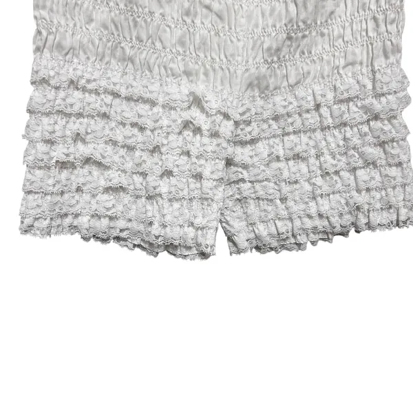 VTG 80s Women Cottage Coquette Bloomers L White Smocked‎ Lace Retro Ruffle Fairy - Image 3