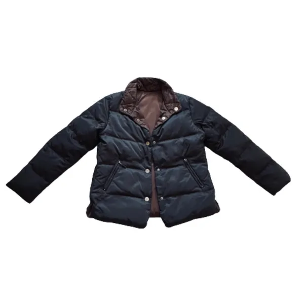 Talbots Puffer Coat Jacket Black Reversible Brown Down Puffer Medium Petite - Image 8