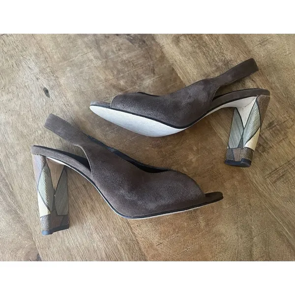 Pelle Moda Brown Suede Open-Toe with Strap, 4.5 Inch Heels Size 8.5 - Image 8