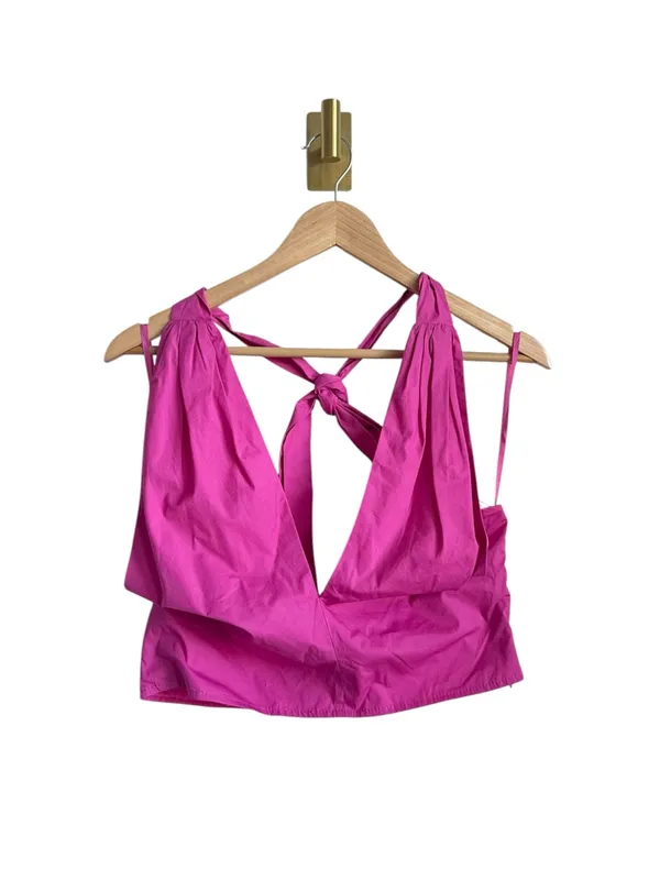 STAUD Kai Crisscross Halter Top Pink Tie Neck Bow Size 10 - Image 3