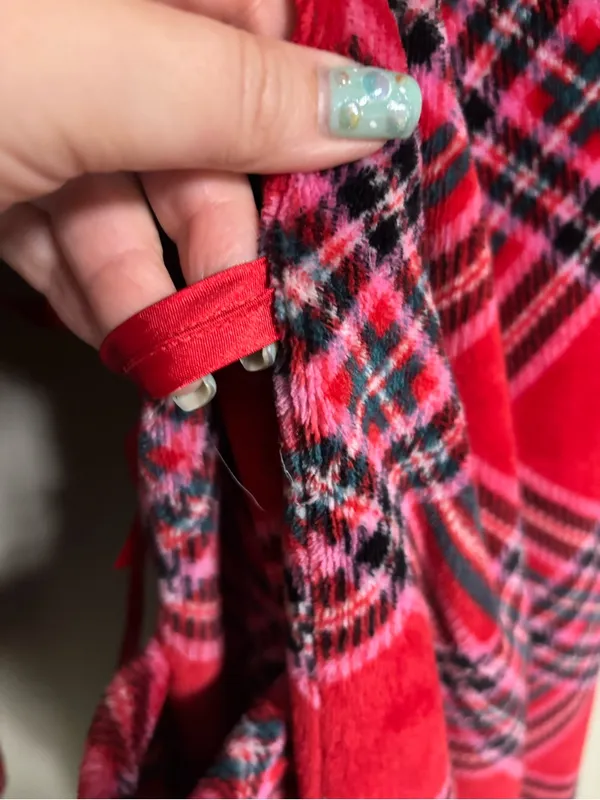 Victoria's Secret Red Plaid Fleece Robe Cozy Cottage Lounge Size Medium Large - Image 6