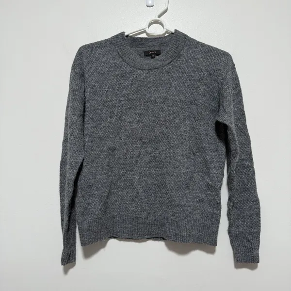 Quince Baby Alpaca-Wool‎ Diamond Stitch Crew Sweater in Charcoal Gray Size XS - Image 3