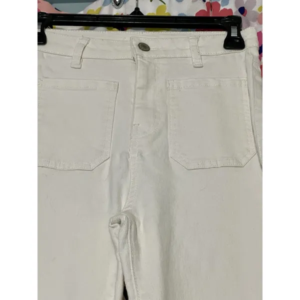 Sinsay Denim High Rise White Flared Leg Stretch Pockets Sz 24 Waist 32 Inseam - Image 5
