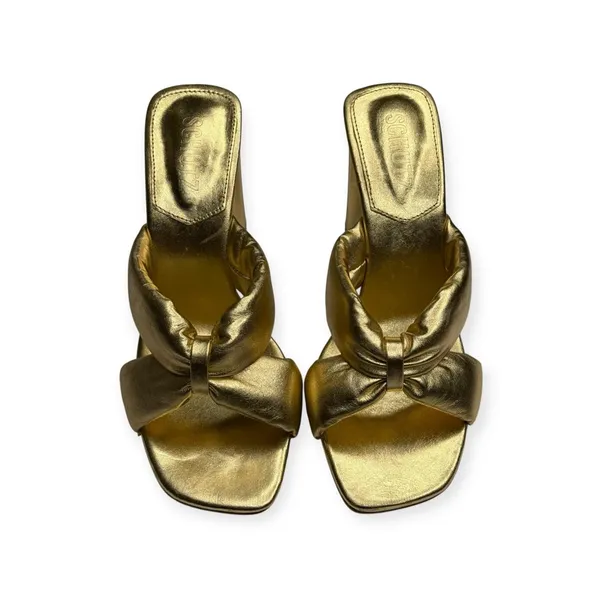 new Schutz 𒀭 Fairy High Heeled Sandal 𒀭Metallic Gold Shimmer Leather 𒀭 7.5M 𒀭 - Image 9