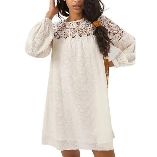 Anthropologie Ivory Verb Josephine Boho Lace Tunic Long Sleeve Mini Dress Small - Image 11