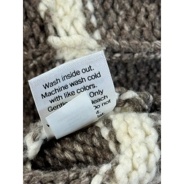 LC Lauren Conrad Brown Cream Striped Cable Knit Sweater‎ XXL Pullover Crew Neck - Image 8