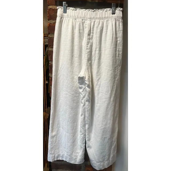 Abercrombie White Linen Blend Wide Leg Pants Lined Coastal Grandmother Boho S - Image 4