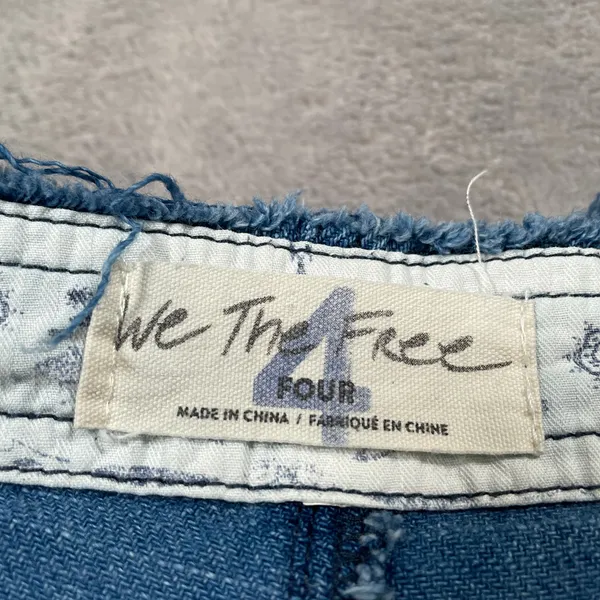 We The Free People Pants 4 Blue Mover & Shaker Denim Harem Loose Pleated Boho - Image 3