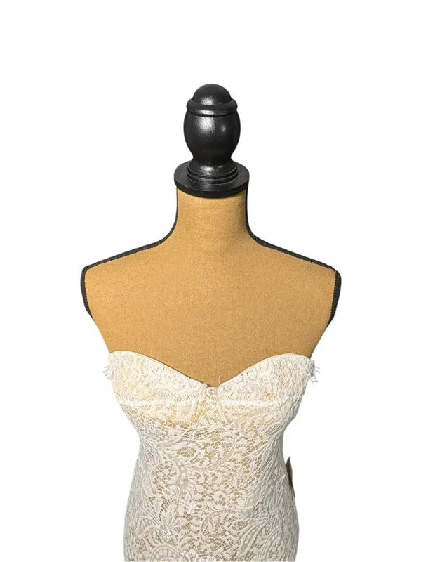 Superdown Kendall Lace Mini Dress L White Cream Strapless Eyelash Lace Bodycon - Image 4