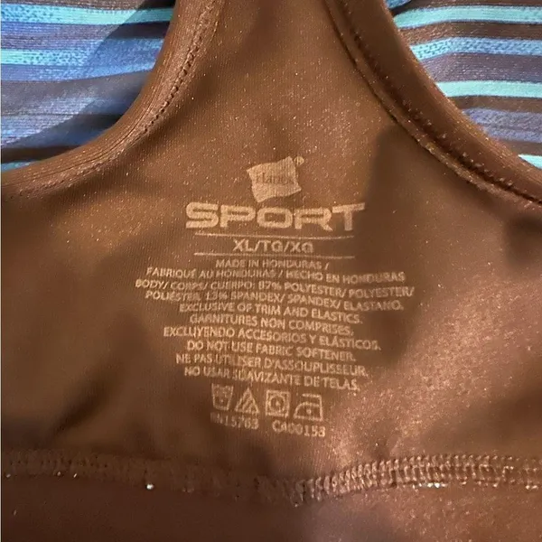 Hanes Blue and Black Striped Sports Bra size XL - Image 10