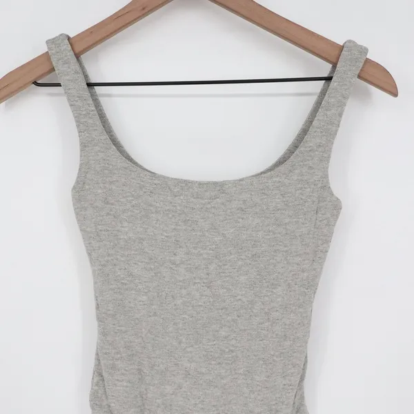 Naked Wardrobe Heather Gray Scoop Neck Ribbed Tank Bodysuit XS - Image 3