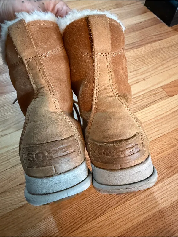Sorel Explorer Joan Tan Faux-Shearling Lace-Up Ankle Booties-6 - Image 6
