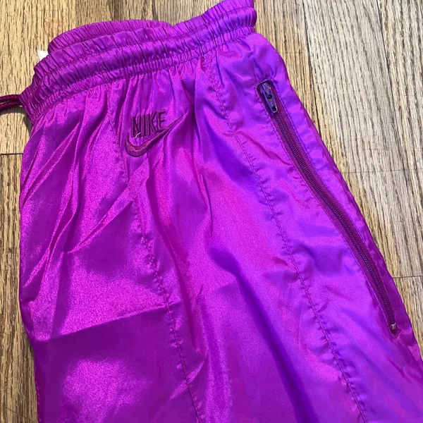 Vintage Nike Purple Nylon Windbreaker Track Pants Mesh‎ Lined Ankle Zip Small - Image 10