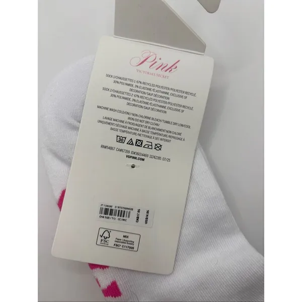 PINK Victoria’s Secret 2-Pack Quarter Socks White Gray NWT - Image 6