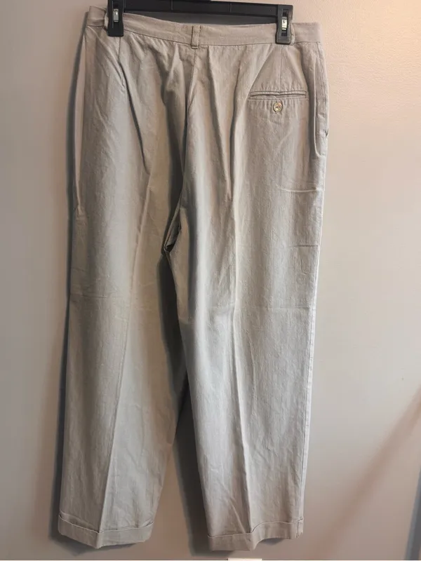 Vintage Gator of Florida Pants Women’s 16 Beige High Rise Cotton Cuffed - Image 4