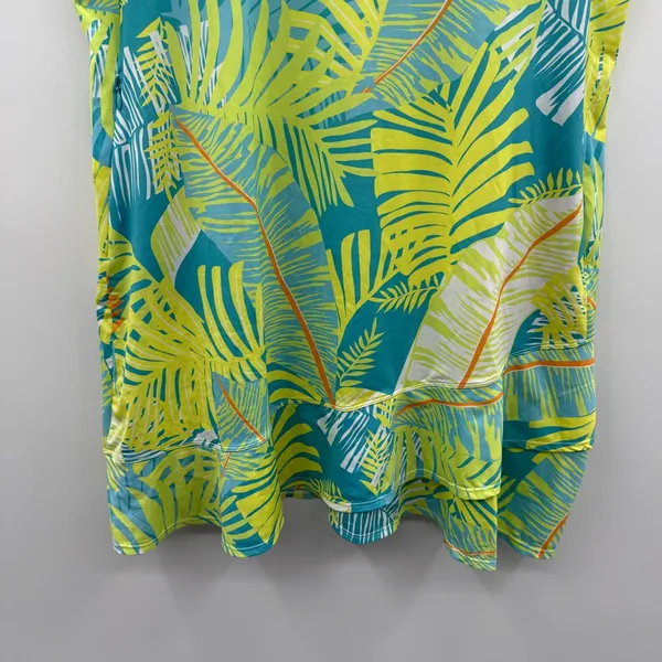 Tail Green & Blue Tropical‎ Palm Tree Print Short Sleeve Activewear Dress Sz XL - Image 3