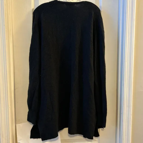 Madewell Black Merino‎ Wool Blend Open Front Long Cardigan Sweater Size L- flaw - Image 2