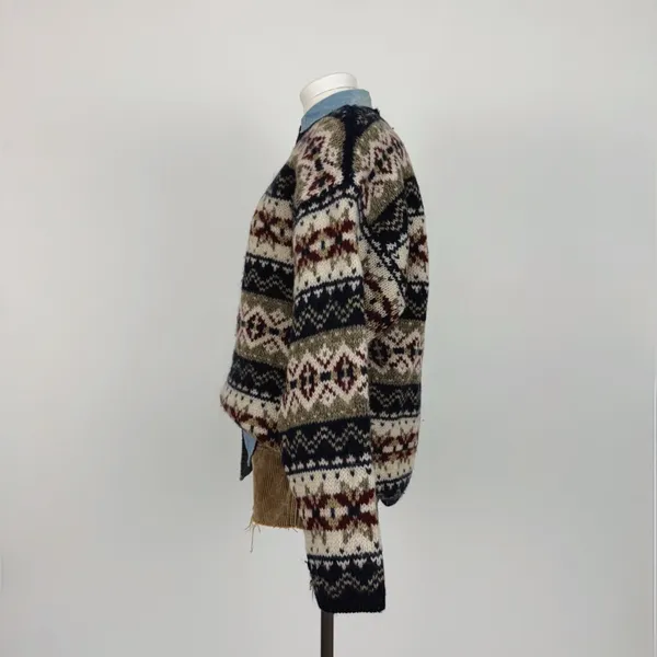 Vintage 80’s Abercrombie Pure Wool Fair-Isle Crewneck Knit “The Big Sweater” M - Image 5