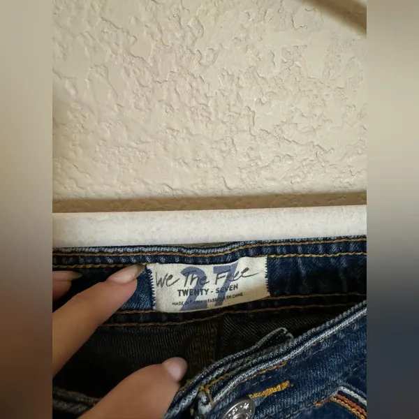 Free People Over The Rainbow Flare Jeans High Waisted Blue Women's Size 27‎ - Image 8